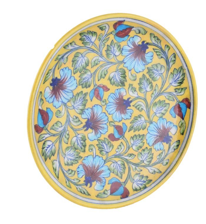 Yellow and Blue | Blue Pottery Wall Plate